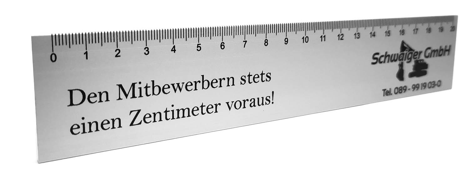 Massives Aluminiumlineal mit Ihrer Werbung
